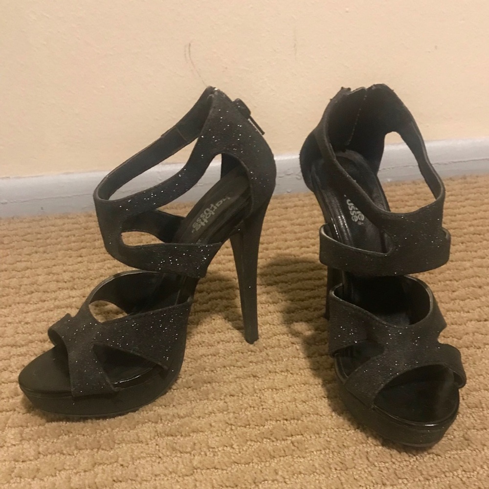Glittery black heels